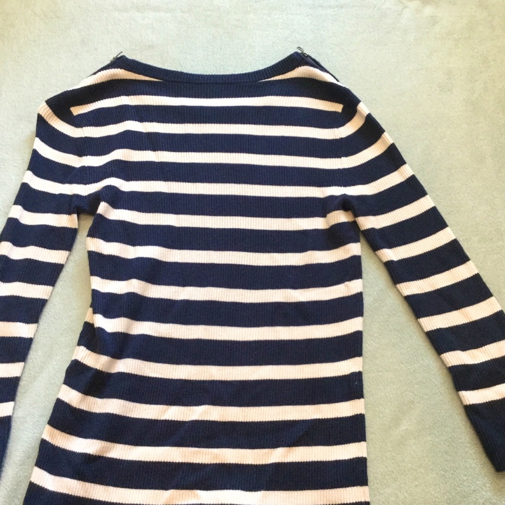 Navy Blue Sailor Striped ANN TAYLOR Sweater Top